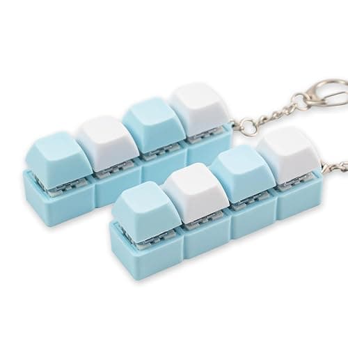 2 Pcs Blue Keyboard Clicker Fidget Toy, Loud Keyboard Fidget Toy for Adult, 4 Keys Anxiety Toy Keyboard Keychain for Stress Relief Pass Time - Image 1