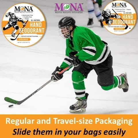 MONA BRANDS All Natural HAND DEODORANT for Ace Hockey Players | For athletes who wear gloves | Vegan, Non-GMO, Cruelty free | ORANGE Scent | 1oz thumbnail 4