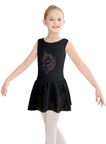 Gymnastics Skirted Leotards Ballet Tutu Dance Dress Mermaid Unicorn Gymnastic Skirt (Baby/Toddler/Big Girls) - 4-5 Years - Unicorn Black thumbnail 2