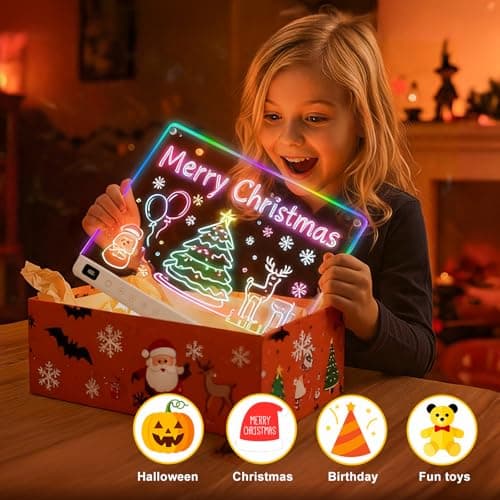Lumiboard Led Drawing Board with 13 Light Effects, 16" Rechargeable Glow Doodle LED Note Board with Colors, Neon Light Up Drawing Tablet Gifts for Kids for Easter Birthday Christmas Gift Ideas thumbnail 8