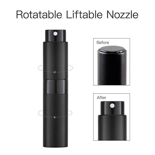 LISAPACK 8ML Atomizer Perfume Spray Bottle for Travel, Empty Refillable Cologne Dispenser, Portable Sprayer (Matte Black) thumbnail 4