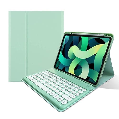 kaitesi Keyboard Case for iPad Pro 11 inch M4, Round Key Colour Detachable Bluetooth Keyboard and Pencil Holder for iPad Pro 11" 2024,Mint Green - Image 1