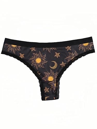 Morvia Variety of Panties Thongs Sexy Cute Chic Gothic Contrast Lace Halloween Skulls Stars Inspired Print Random Underwear thumbnail 7