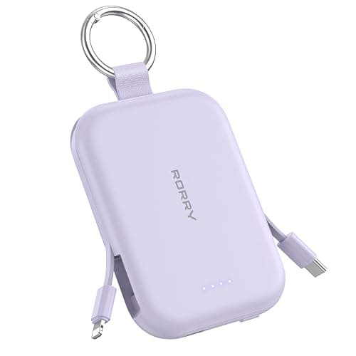 RORRY CharmGo Portable Charger, 5000mAh Power Bank with Built-in Cables | 20W,Keychain,Travel Essential,Battery Pack,USB-C,Compact,All in Mini,for iPhone18 Pro Max/17-15,for AirPods 3/4/Pro,for iPad - Image 1