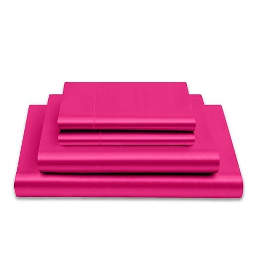 Vonty Satin Sheets Queen Size Silky Soft Satin Bed Sheets Hot Pink Sheet Set, 1 Deep Pocket Fitted Sheet + 1 Flat Sheet + 2 Pillowcases thumbnail 3