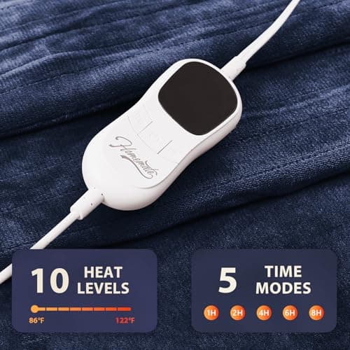 Homemate Heated Blanket Electric Throw - 50"x60" Heating Blanket Throw 1/2/4/6/8 Hours Auto-Off 10 Heat Level Over-Heat Protection Flannel Sherpa ETL Certification thumbnail 4