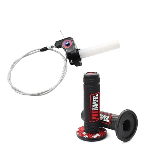 Universal 22mm 7/8" Twist Throttle Handle Grip + Cable for Cross-Country Motorcycle 250 Dirt Pit Motor Bike Motorcycle CRF70 TTR KLX110 SSR Thumpstar YCF(Red) - Image 1