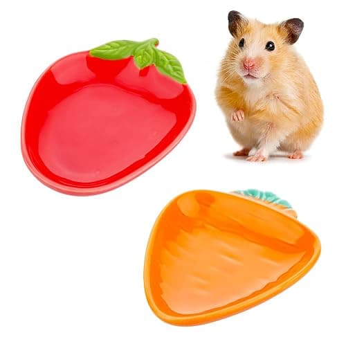 2 Pcs Hamster Ceramic Food Bowl, Cute Shape Anti-Turning Dish for Hamster Gerbil Hedgehog Guinea Pig Rat Rodent - Image 1
