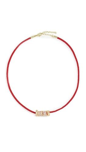 ADINA EDEN Women's Red Cord Rondelle Charm Necklace - Image 1