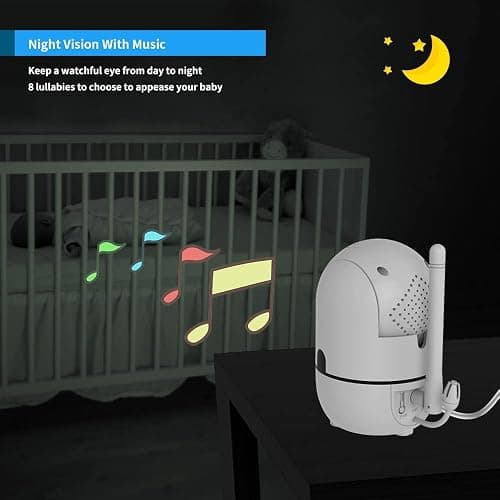 HelloBaby No WiFi Baby Monitor 5" Screen 30-Hour Battery Pan-Tilt-Zoom Video Upgrade with Camera and Audio, Night Vision, VOX, 2-Way Talk, 8 Lullabies and 1000ft Range, HB6550 thumbnail 4