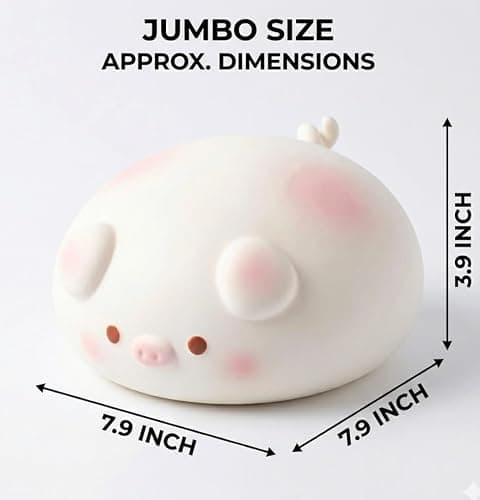 Jumbo Pig Squishy Toy, Slow Rising Soft PU Foam Stress Relief for Adults, Giant Animal Squeeze Fidget for Anxiety, Focus Desk Decor (pi g) thumbnail 3