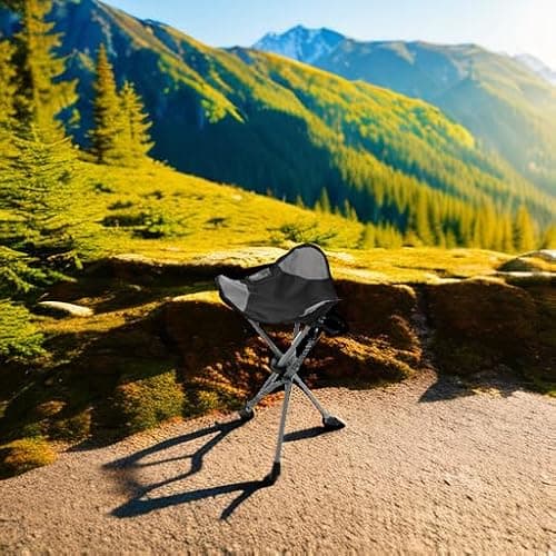 Travel Chair Slacker Tripod Chair for Camping, Lightweight Chair, Adjustable Carry Strap for Easy Transport | Oversized Duck Feet for Improved Stability | Perfect for Outdoor Adventures (Black) thumbnail 5