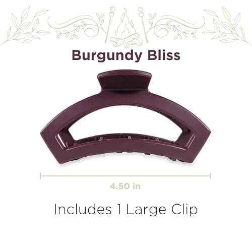 TELETIES - Open Large Hair Clip - Fall Collection - Hair Claw Clips for Women - Strong Grip, Bendable Teeth, Curved Design - For All Hair Types and Textures - Burgundy Bliss thumbnail 2