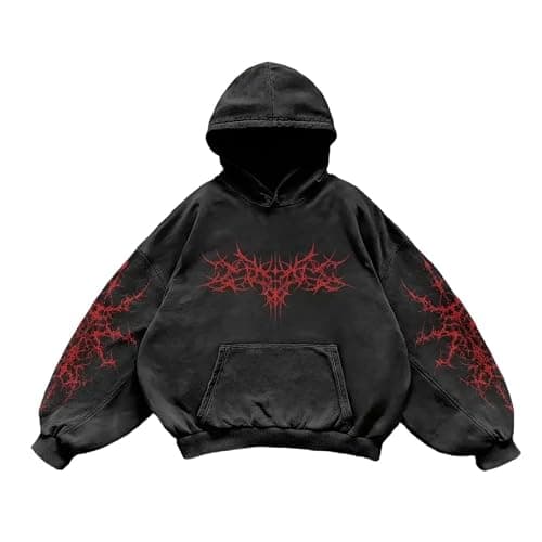 Unisex dark retro casual hoodie, autumn and winter street Gothic versatile pullover fashionable hooded sweatshirt - Image 1