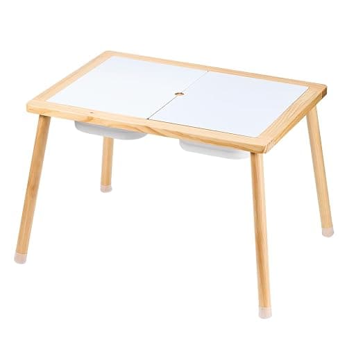 VEVOR Sensory Table for Toddlers, Kids Activity Table with 3 Foldable Storage Bins & Double-Sided Board, Indoor/Outdoor Play Sand and Water, Wooden Kids Sensory Table for Drawing Studying Dining thumbnail 9
