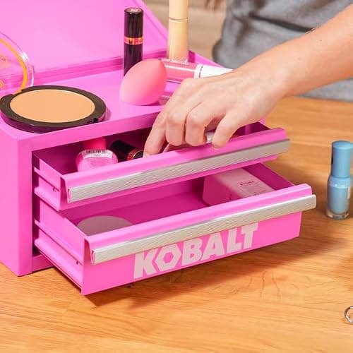 Mini 2-Drawer Bubble Gum Pink Steel Tool Box thumbnail 2