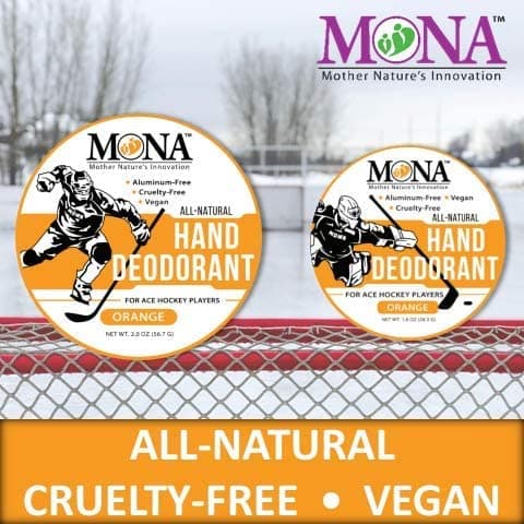 MONA BRANDS All Natural HAND DEODORANT for Ace Hockey Players | For athletes who wear gloves | Vegan, Non-GMO, Cruelty free | ORANGE Scent | 1oz thumbnail 2