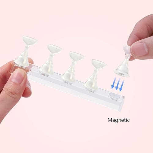 Etercycle Nail Stand Acrylic Nail Art Display Stand Practice Nail Holder for Painting Nails Magnetic Practice Stands with Double-sided Tape For Home DIY Salon Supplies (White with gold) thumbnail 2