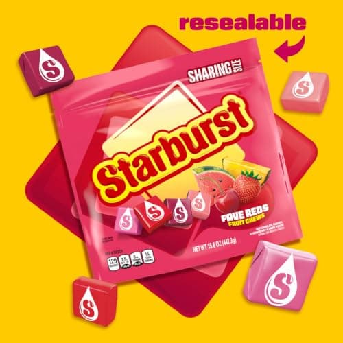 STARBURST FaveREDS Fruit Chews Candy, Chewy Candy, 15.6 oz Sharing Size Bag thumbnail 4