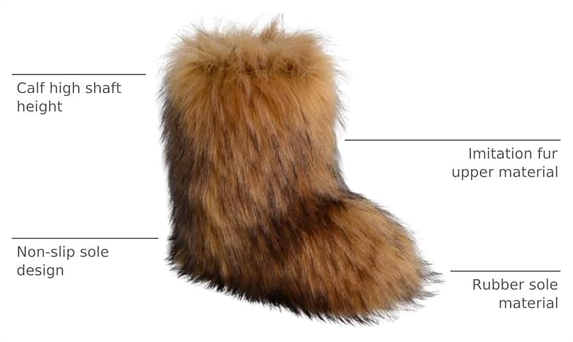 WOVOIE Fur Boots for Women Winter Fluffy Furry Boots Mid-Calf Snow Boots with Anti-Slip Warm Lining for Y2K Streetwear thumbnail 3