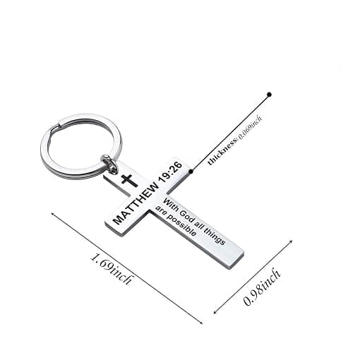 Ldurian Bible Verse Keychain Christian Cross Keychain for Women, Cross Key Chain for Men Religious Scripture thumbnail 8