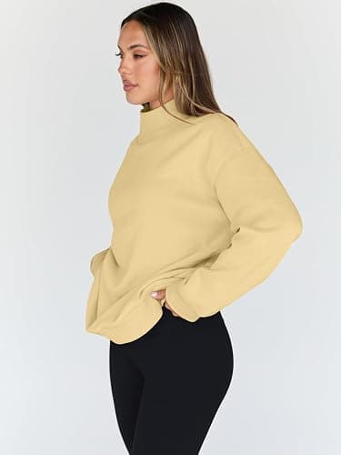 Trendy Queen Womens Oversized Sweatshirts Turtleneck Pullover Long Sleeve Hoodies Tops Fall Fashion Outfits 2025 Clothes thumbnail 3