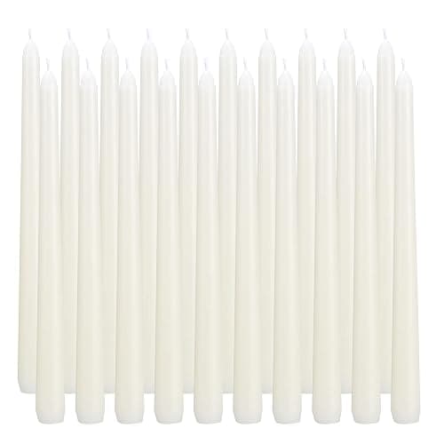 flamecan Ivory Taper Candles, Set of 20 Unscented and Smokeless 10 Inch Taper Candles Long Burning, Paraffin Wax with Cotton Wicks for Burning Approxinately 7-8 Hours Time - Image 1
