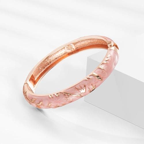 UJOY Bangles 5 Pcs Enamel Jewelry Set Rose Flower Engraved Cloisonne Bracelets Pack in a Box 5PCS thumbnail 4