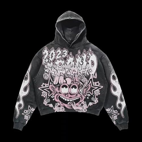 Sudiup Y2K sweatshirt with hip-hop letter print oversized men's and women's hoodies, casual loose solid Gothic top thumbnail 2