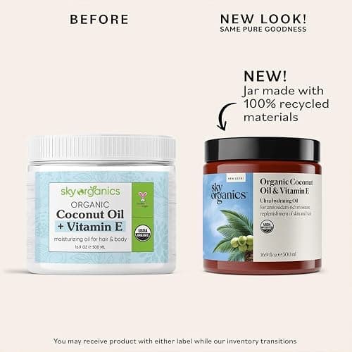 Sky Organics - Organic Coconut Oil & Vitamin E, 16.9 fl oz - Skin & Hair Ultra-Hydrating Oil - Fatty Acids & Antioxidants - Natural, Vegan & Cruelty Free - Skin Care & Hair Care w Ebook thumbnail 2