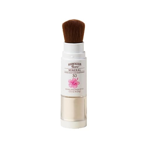 Hawaiian Tropic Mineral Powder Sunscreen Brush SPF 30 | Beach Essentials, Zinc Oxide Mineral Sunscreen Powder SPF, Face Sunblock Travel Size, Brush On Sun Screen Protector for Face and Body, 0.15oz - Image 1