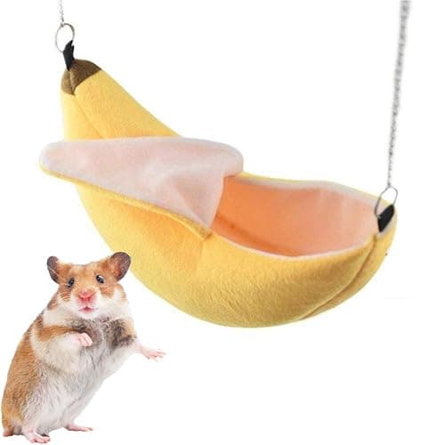 ISMARTEN Banana Bed House, Hammock for Small Animal, Warm Bed House, Cage Nest for Sugar Glider Hamster Small Bird Pet (Banana) - Image 1