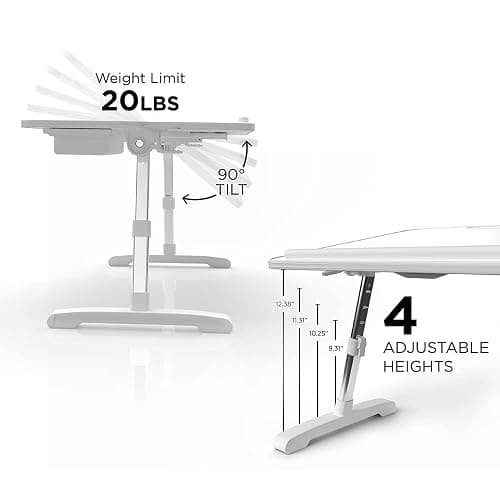 Limitless TotalDesk Portable Workstation and Lap Desk with Adjustable Height & Tilt (White) thumbnail 6