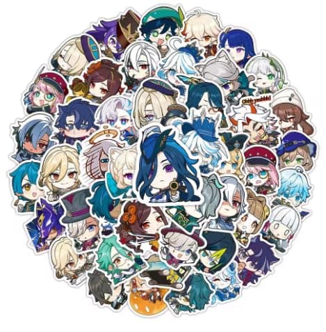 50Pcs Anime Stationery Stickers Genshin Impact Chibi Cute Kawaii Sticker Stationery Student Cartoon Manga Waterproof Graffiti Decorate thumbnail 2