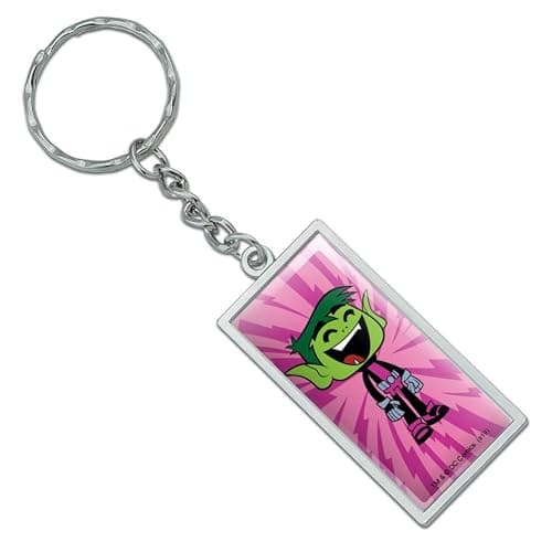 GRAPHICS & MORE Rectangle Teen Titans Go! Beast Boy Keychain in Chrome Plated Metal - Image 1