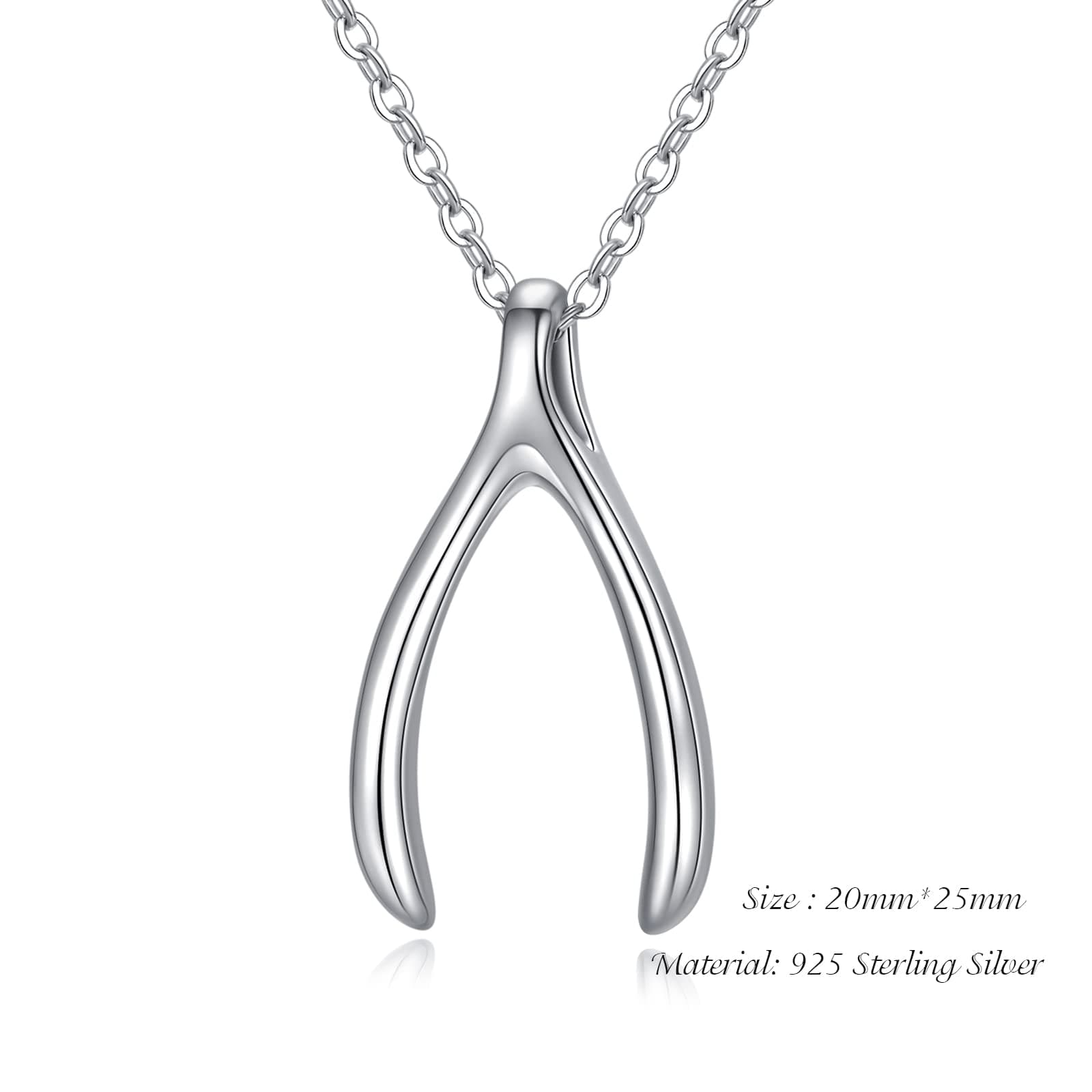 MEDWISE Silver/Gold/Rose Gold Wishbone Amulet Necklace for Women 925 Sterling Silver Classic Wishbone Pendant Necklace Wishbone Charm for Christmas Mothers Day Birthday Gifts thumbnail 5