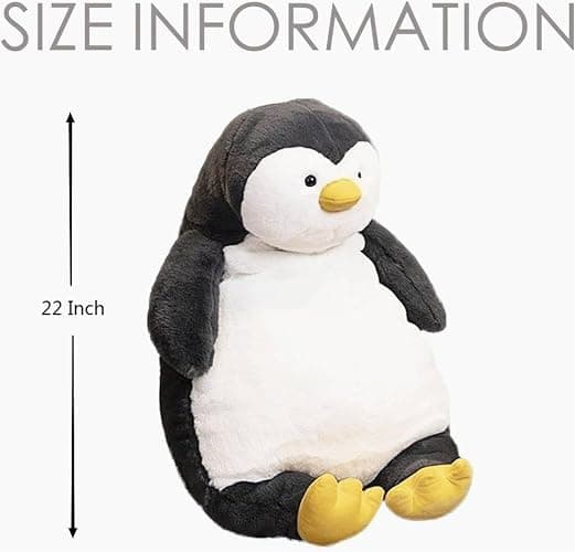 ARELUX 22in Large Penguin Plush Stuffed Animal Hugging Pillow:Soft Giant Sleeping Body Warm Fluffy Pillow Adorable Chubby Plushie Toy Creative Dormitory thumbnail 3
