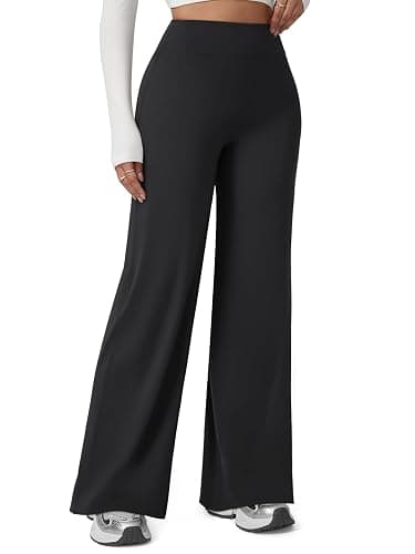 Straight Leg Leggings Women, Butt Lifting High Waisted Wide Leg Yoga Pants, No Front Seam Workout Gym Lounge Pants thumbnail 2