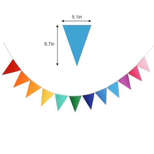 Alainzeo 48pcs Rainbow Pennant Banner, Triangle Bunting Flag Banners for Birthday Party Decoration, Baby Shower, Classroom Decor, Reusable Triangle Flags Bunting, Colorful thumbnail 3