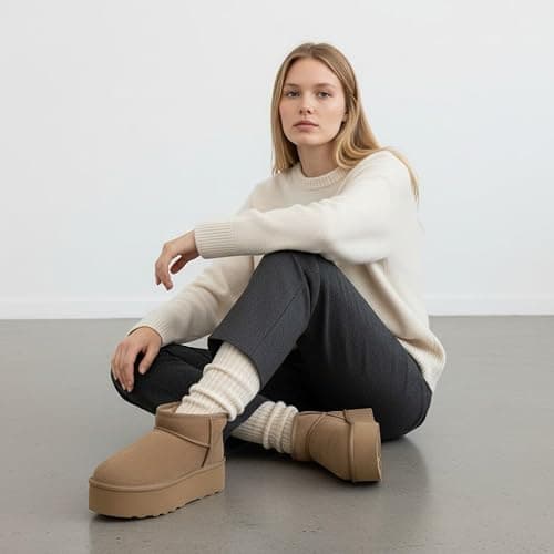 CUSHIONAIRE Hippy Women’s Platform Ankle Boots – Genuine Suede, Faux Fur Lining, Cozy Winter Slip-On Design, Comfortable Footwear with Wide Widths Available thumbnail 7