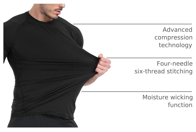 HovSiyla Men's Compression Shirts Cool Dry Short Sleeve Baselayer Athletic Workout T Shirts thumbnail 4