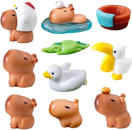 ZCMMGPBB 10 PCS Mini Capybara Figures - Birthday Party Capybara Cake Toppers & Toys thumbnail 2