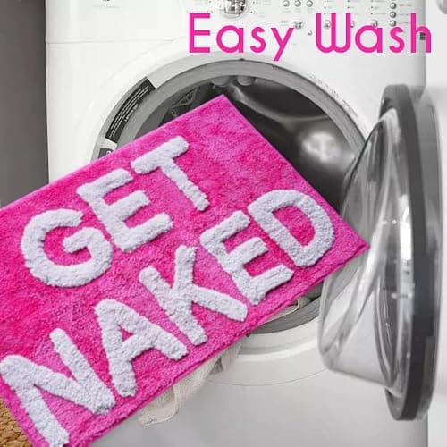 Evovee Get Naked Bath Mat Funny Cute Bathroom Rugs Get Naked Rug Shower Funny Bathroom Decor Fun Cute Bath Mat Non-Slip Washable College Hot Pink - Hot Pink thumbnail 7