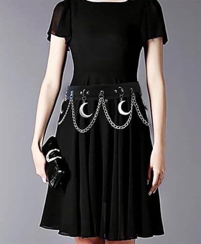 Wloisc Moon Belt with Leather Goth Rave Fashion Harness Party Halloween Jewelry Accessories for Women Girl thumbnail 2