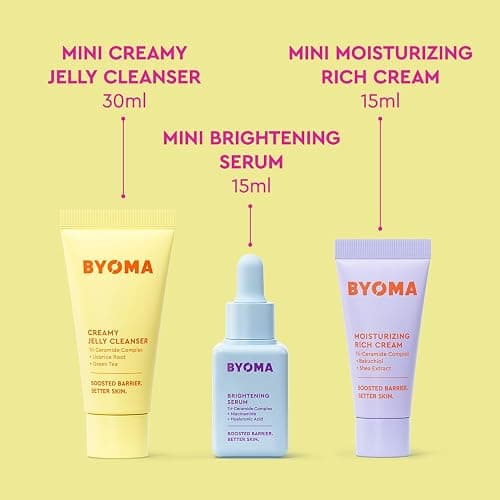 BYOMA So Bright Set - Barrier Repair Skincare Set for Brighter Skin - Creamy Jelly Cleanser, Brightening Face Serum & Ceramide Face Moisturizer - Alcohol Free Skin Care - 30ml, 15ml, 15ml thumbnail 2