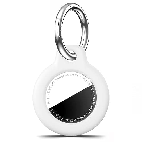 MOLOSLEEVE for Airtag Holder Case with Keychain, Shockproof GPS Cover Anti-Scratch Key Chain for Air Tags, for Airtags Accessories for GPS Item Tracker Cases for Bags, Luggages, White - Image 1