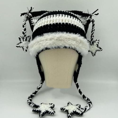 Beanies Cat Beanie Y2k Beanie Goth Knit Hat Grunge Crochet Hats for Women y2k Accessories thumbnail 4