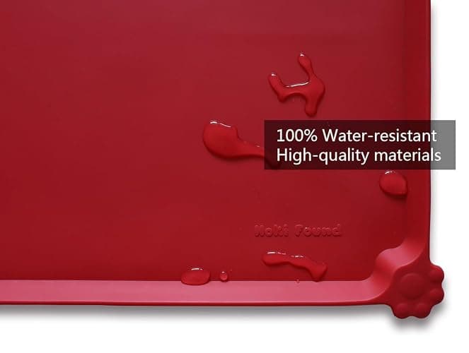 Hoki Found Silicone Pet Food Mats - Non Slip Dog Cat Bowl Mats - Classic Red thumbnail 3