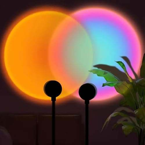 2Pcs Sunset Lights, Sunset Rainbow Colors Decorative Atmosphere, USB Night Light, for Family Room Living Room Wall Lighting, 2Pcs - Image 1