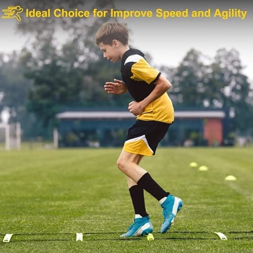 POWER GUIDANCE Agility Ladder (20 Feet) for Speed & Agility Trainning - with 12 Heavy Duty Plastic Rungs, Ground Stakes, Carry Bag & 10 Sports Cones thumbnail 4